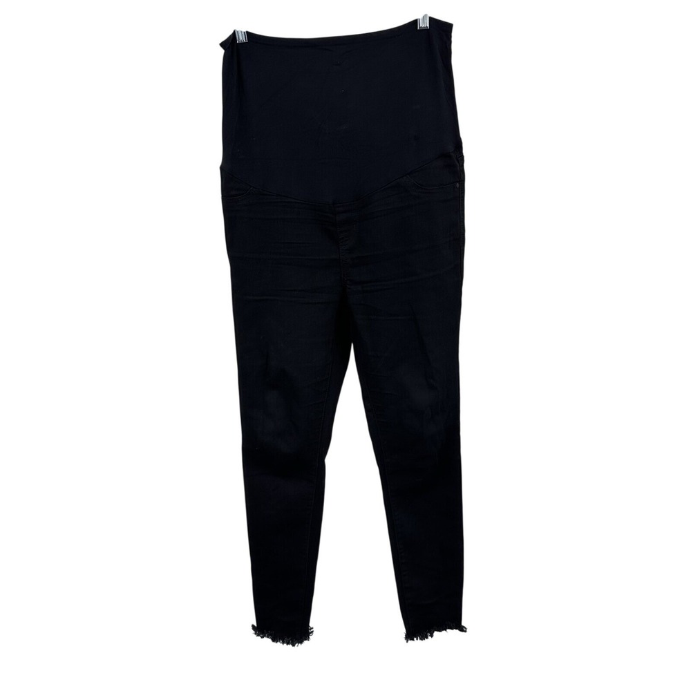 Celebrity Pink Maternity Black Wash Denim Jeans Frayed Ankle Minimalist Size M